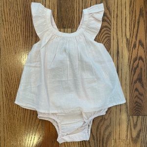 Pink & Metallic Silver Stripe Flutter Romper